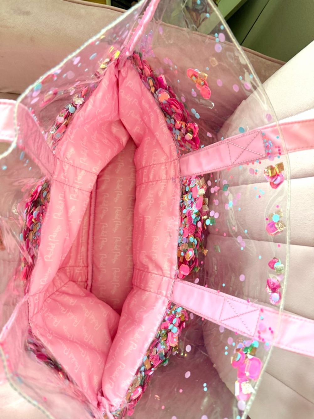 Packed Party Pink Clear Sequin Beach Pool Bag - Women's Beach & Everyday Tote - Picture 3 of 17